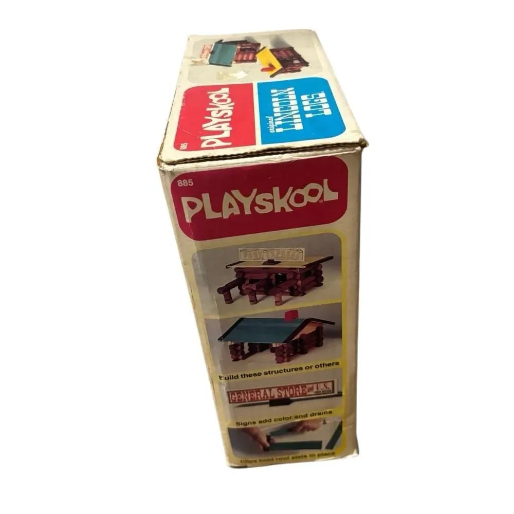 Vintage Mixed Lincoln Logs Lot with 1978 Playskool #885 General Store Box